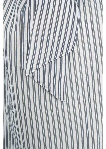 Bluze Himons Striped blouse with bow tie detail Blue Femei (BM 17469457) 4