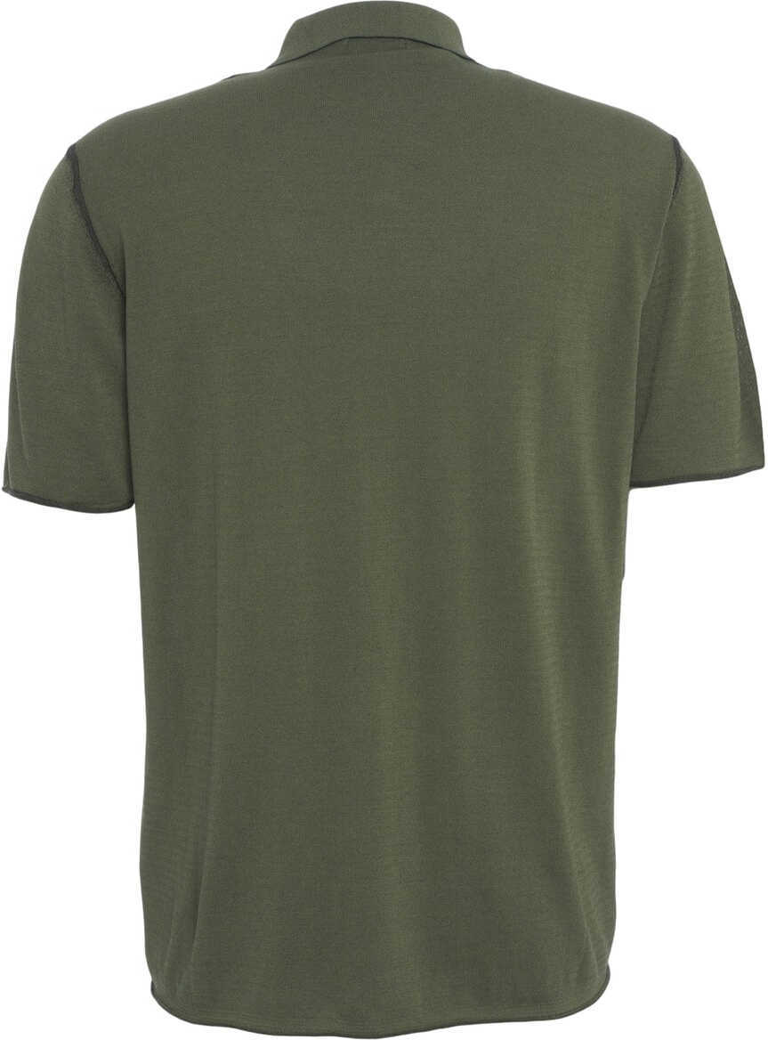 Tricouri Polo Transit Textured knit polo shirt Green Barbati (BM 17469472) 3