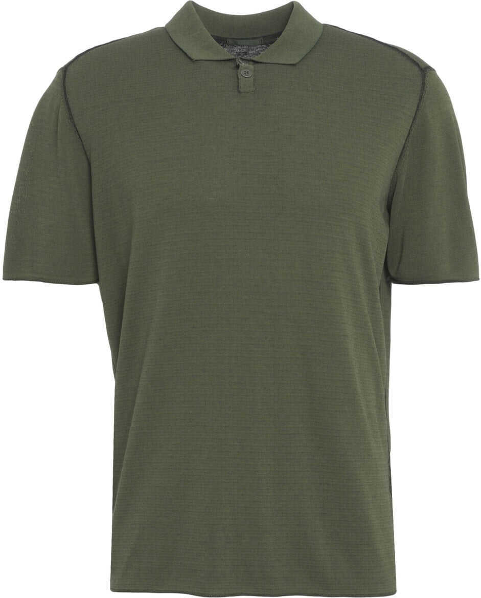 Tricouri Polo Transit Textured knit polo shirt Green Barbati (BM 17469472) 1