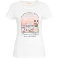 Tricouri T-shirt with print and rhinestones Femei