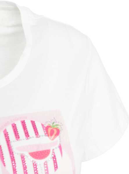 Tricouri Liu Jo T-shirt with print and rhinestones White Femei (BM 17469595) 4