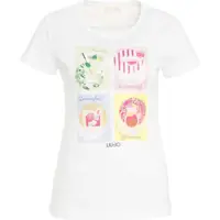 Tricouri T-shirt with print and rhinestones Femei