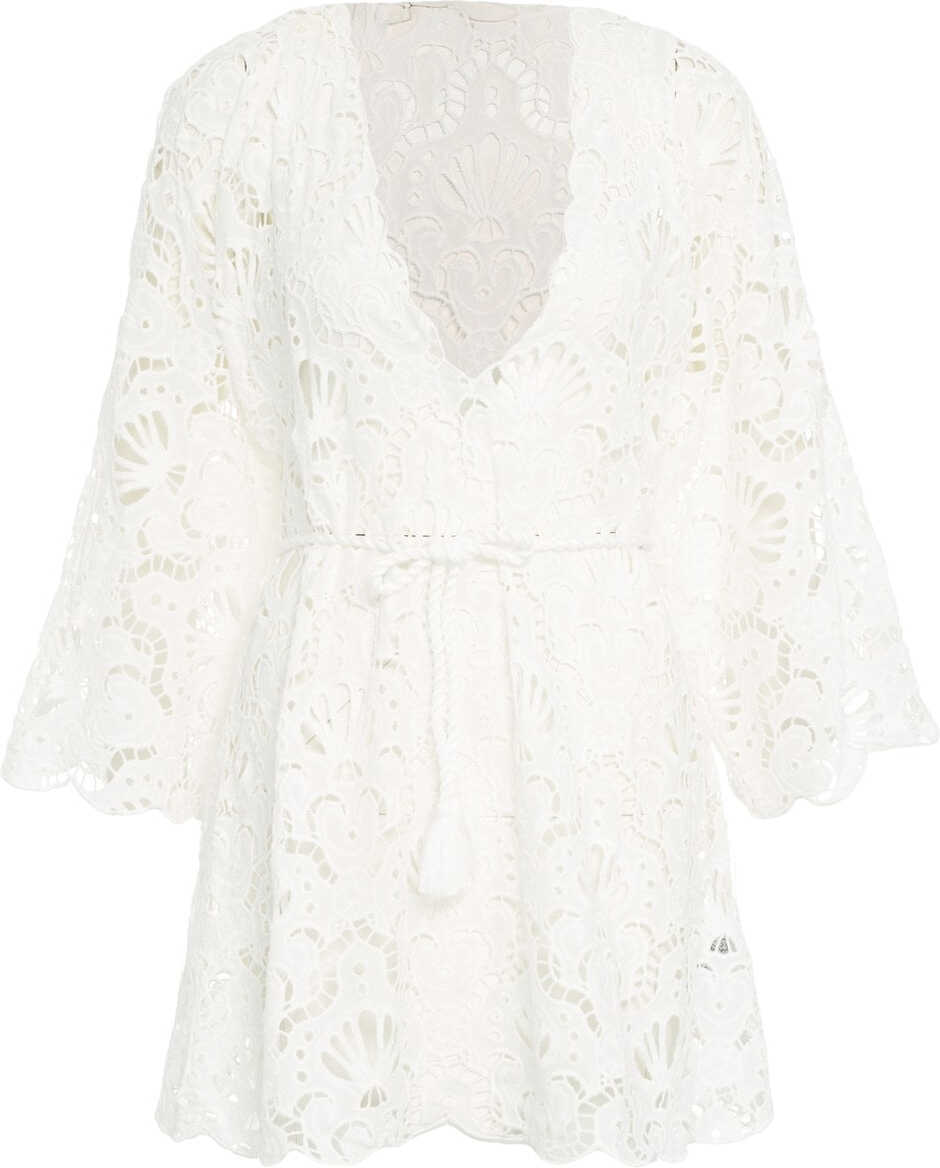Rochii scurte Farmrio Mini dress with perforated embroidery White Femei (BM 17469643) 1