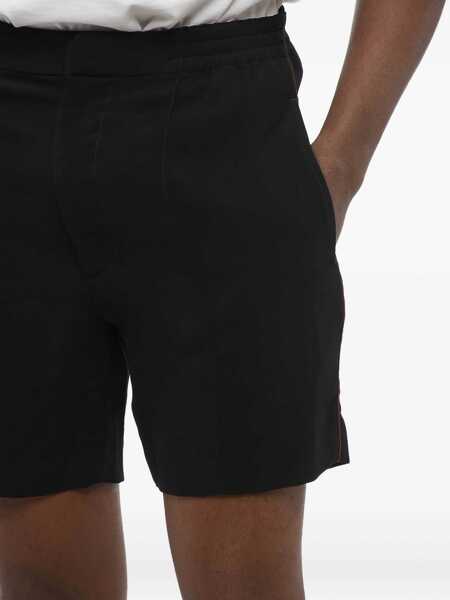 Pantaloni scurti Alexander McQueen Solid Color Shorts With Elastic Waistband Black Barbati (BM 17469886) 3