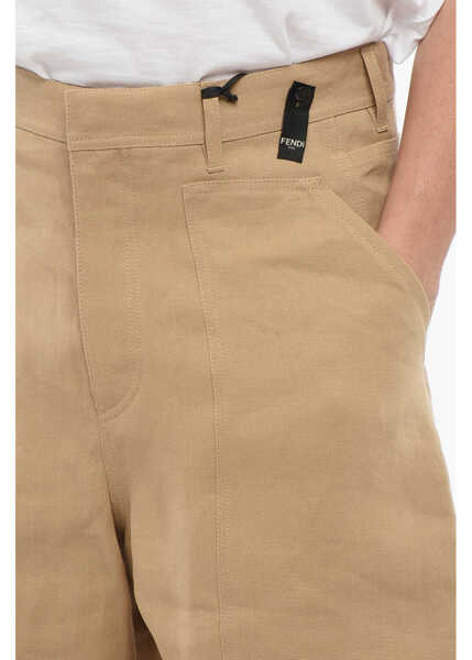 Pantaloni scurti Fendi Textile Paper Shorts With Belt Loops Beige Barbati (BM 17476618) 3