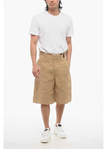 Pantaloni scurti Fendi Textile Paper Shorts With Belt Loops Beige Barbati (BM 17476618) 4