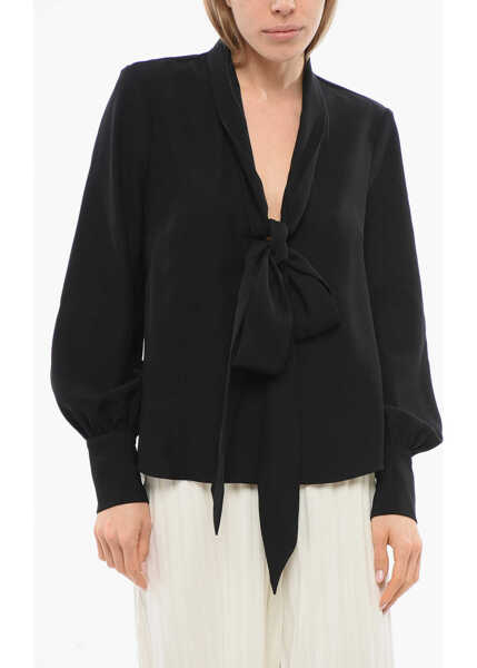 Bluze Viktor & Rolf Pussy Bow Blouse With Notch Lapel Black Femei (BM 17476678) 1