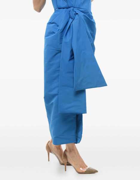 Rochii lungi Alexander McQueen Draped Midi Dress With Front Split Light Blue Femei (BM 17476816) 4