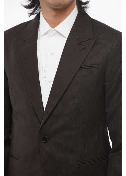 Sacouri AllSaints Pinstriped Blazer With Peak Lapel Brown Barbati (BM 17476846) 3