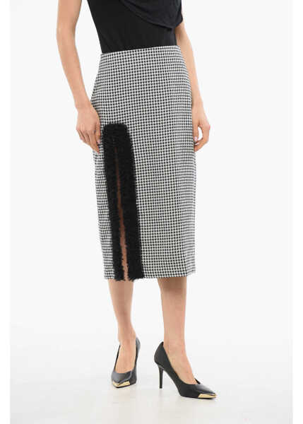 Fuste lungi Viktor & Rolf Houndstooth Pencil Skirt With Tulle Detail Black & White Femei (BM 17477056) 1