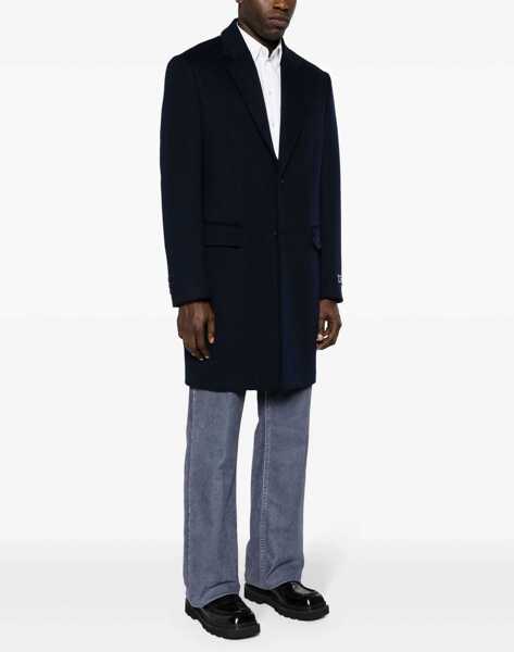Paltoane Versace Single-Breasted Wool And Cashmere Coat With Flap Pockets Blue Barbati (BM 17477059) 3