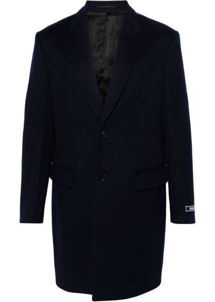 Paltoane Versace Single-Breasted Wool And Cashmere Coat With Flap Pockets Blue Barbati (BM 17477059) 1