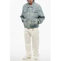 Geci de blugi pentru Barbati - Geci de blugi R13 Light Washed Denim Jacket With Paint Details Light Blue Barbati (BM 17477062) - B-mall.ro