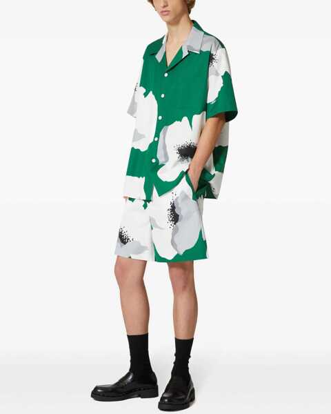 Pantaloni scurti Valentino Garavani Maxi Floral Patterned Popeline Shorts Green Barbati (BM 17477116) 2