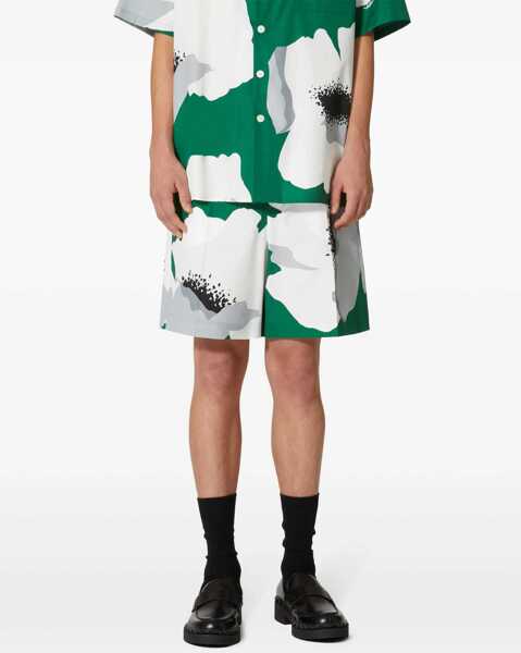 Pantaloni scurti Valentino Garavani Maxi Floral Patterned Popeline Shorts Green Barbati (BM 17477116) 3