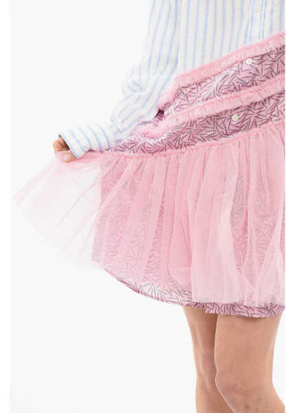 Rochii scurte Viktor & Rolf Tulle Pinstriped Chemisier With Tulle Volant White Femei (BM 17477131) 4