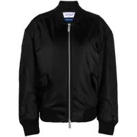 Bomber jacket Blak Bomber Jacket With Tonal Logo Embroidery In Nylon Woman Femei