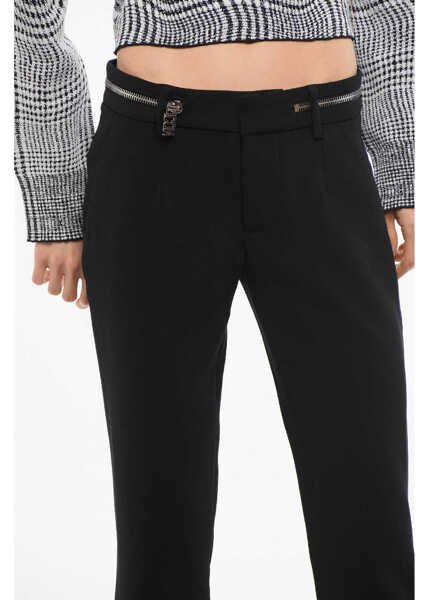 Pantaloni casual DSQUARED2 Zip Detailed Icon Pants With Ankle Splits Black Femei (BM 17483926) 3