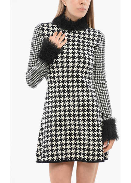 Rochii elegante Viktor & Rolf Houndstooth Dress With Threads Detail Black & White Femei (BM 17483929) 4