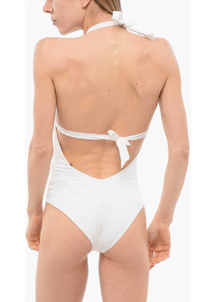 Costume de baie intregi Ermanno Scervino Solid Color One Piece Swimsuit With Open Back And Lace Side White Femei (BM 17483947) 2