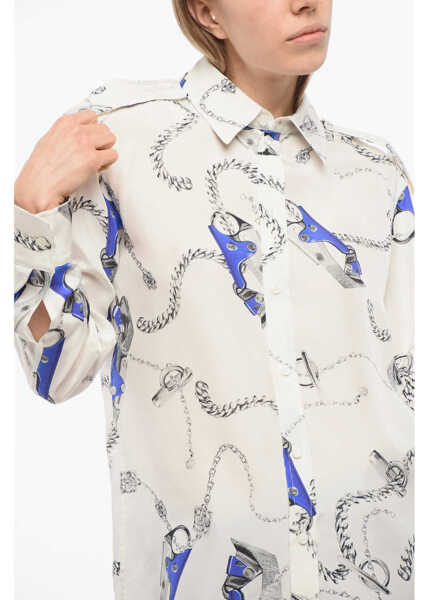 Camasi casual Burberry Silk Printed Shirt With Insigna Shoulder White Femei (BM 17483956) 3