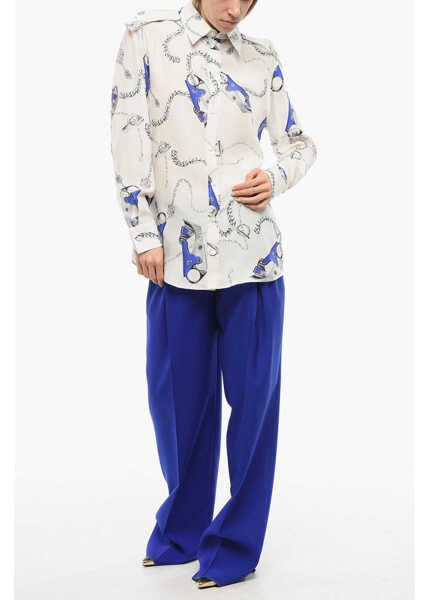 Camasi casual Burberry Silk Printed Shirt With Insigna Shoulder White Femei (BM 17483956) 4