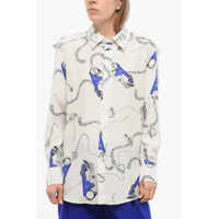 Camasi casual Silk Printed Shirt With Insigna Shoulder Femei