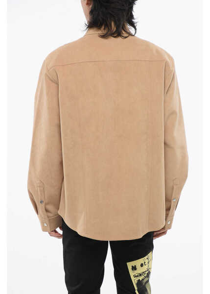 Camasi casual Nanushka Suede Oversized Shirt Beige Barbati (BM 17483989) 2