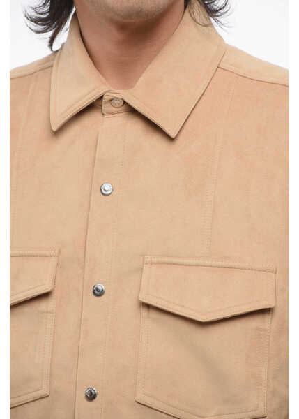 Camasi casual Nanushka Suede Oversized Shirt Beige Barbati (BM 17483989) 3