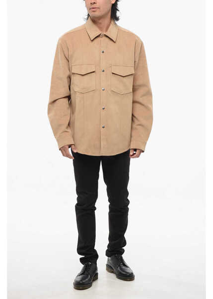 Camasi casual Nanushka Suede Oversized Shirt Beige Barbati (BM 17483989) 4