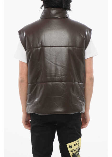 Jachete Nanushka Sleeveless Faux Leather Jovan Jacket Brown Barbati (BM 17484001) 2