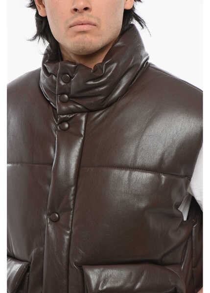 Jachete Nanushka Sleeveless Faux Leather Jovan Jacket Brown Barbati (BM 17484001) 3