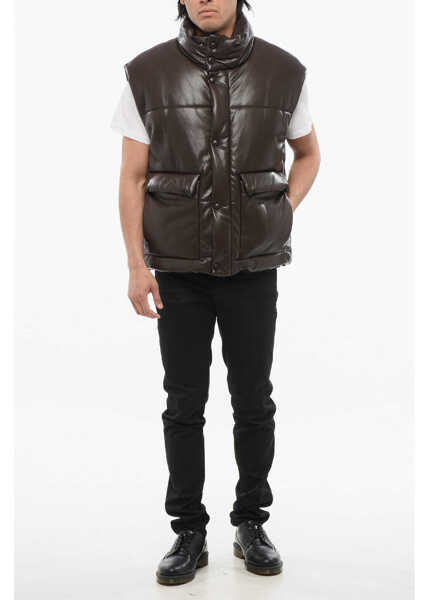Jachete Nanushka Sleeveless Faux Leather Jovan Jacket Brown Barbati (BM 17484001) 4