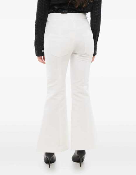 Pantaloni casual Marni Flared Cropped Pants With Embroidered Logo White Femei (BM 17484007) 3