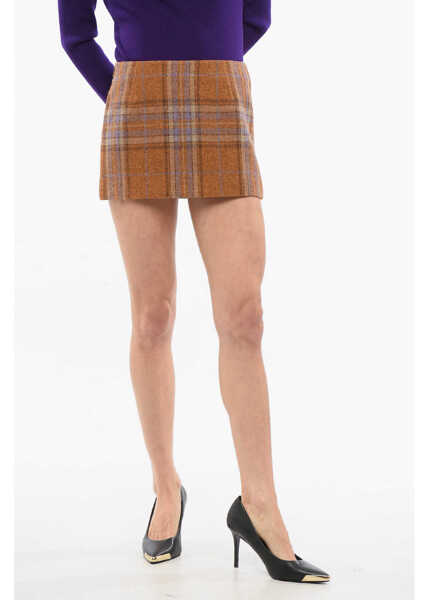 Fuste scurte WE11DONE Checked Wool Mini Skirt With Side Zip Orange Femei (BM 17484016) 1