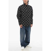 Camasi Balenciaga pentru Barbati - Camasi casual Balenciaga Button-Down Monogram Printed Cotton Shirt Black Barbati (BM 17484022) - B-mall.ro