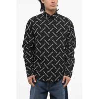 Camasi casual Button-Down Monogram Printed Cotton Shirt Barbati