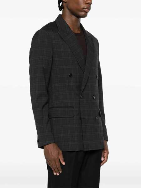 Sacouri AllSaints Double-Breasted Checkered Blazer Brown Barbati (BM 17484118) 3
