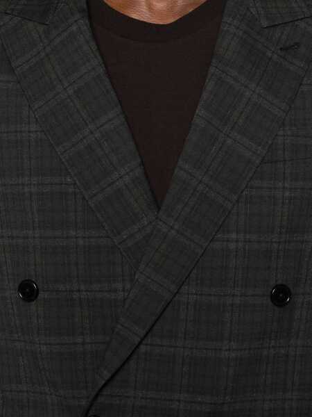 Sacouri AllSaints Double-Breasted Checkered Blazer Brown Barbati (BM 17484118) 5
