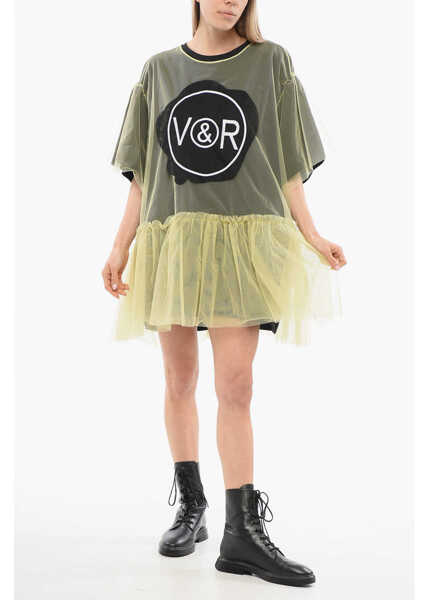 Rochii scurte Viktor & Rolf Tulle Over Free Spirit Dress With Tulle Volant Green Femei (BM 17484142) 4