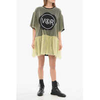 Rochii scurte Tulle Over Free Spirit Dress With Tulle Volant Femei