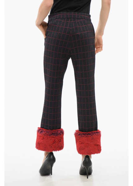 Pantaloni casual Viktor & Rolf Everywear Cropped Pants With Faux Fur Trim Blue Femei (BM 17484157) 2