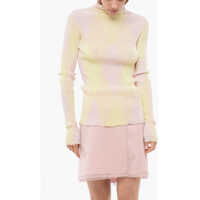 Pulovere Turtleneck Silk Blend Sweater With Argyle Motif Femei