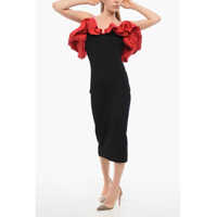 Rochii lungi Knitted Cold-Shoulder Dress With Ruffled Detail Femei