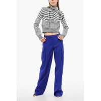 Pantaloni office Dama - Pantaloni office Burberry Pleated Wide-Leg Pants Blue Femei (BM 17484220) - B-mall.ro