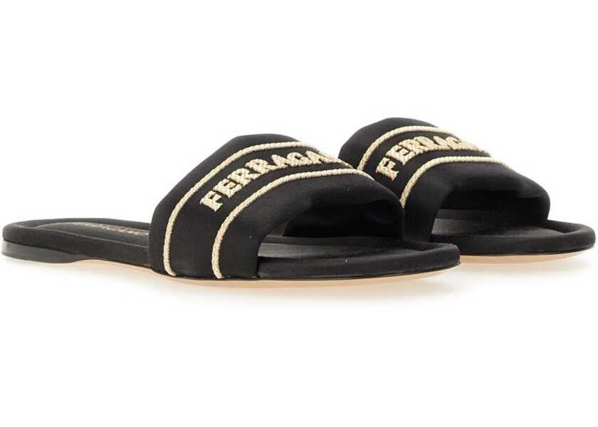 Sandale Ferragamo Slide Sandal With Logo BLACK Femei (BM 17484325) 2