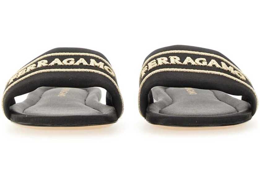 Sandale Ferragamo Slide Sandal With Logo BLACK Femei (BM 17484325) 4