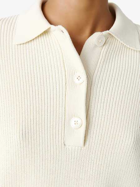Tricouri Polo STUDIO NICHOLSON Chesapeake Knit Polo Shirt IVORY Femei (BM 17484328) 4