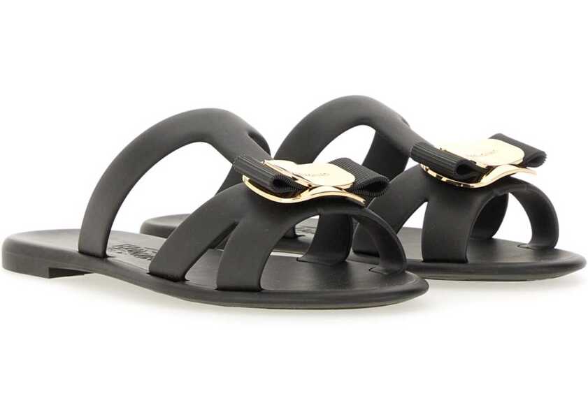Sandale Ferragamo Slide Sandal New Vara BLACK Femei (BM 17484367) 2
