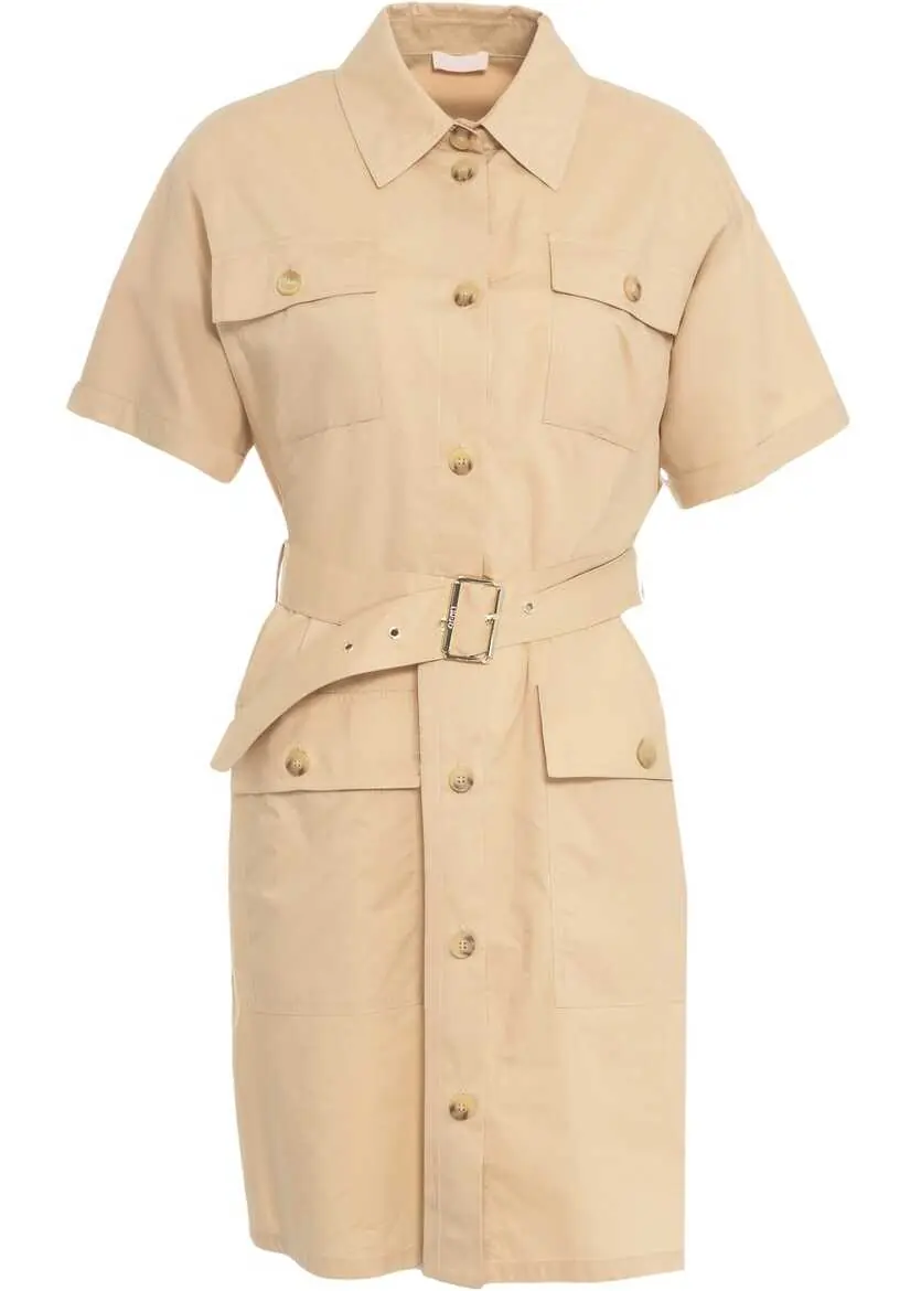Rochii scurte Liu Jo Shirt dress with waist belt Beige Femei (BM 17484418) 1